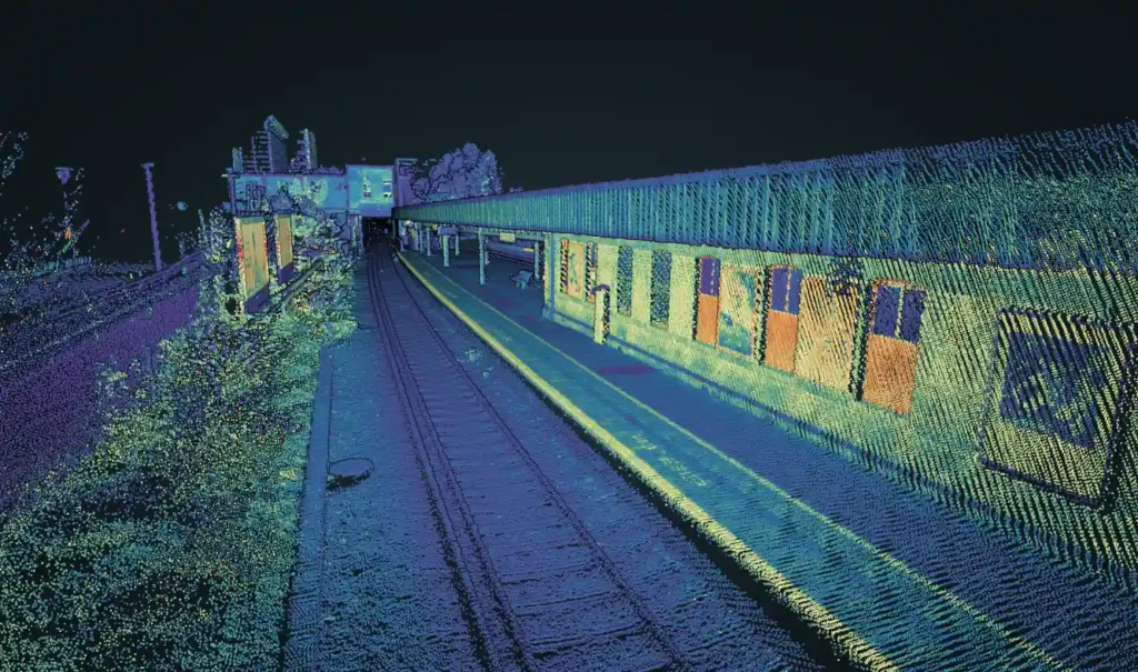Lidar Point Cloud With Modelled Kinematic Envelope For Railway Maintenance