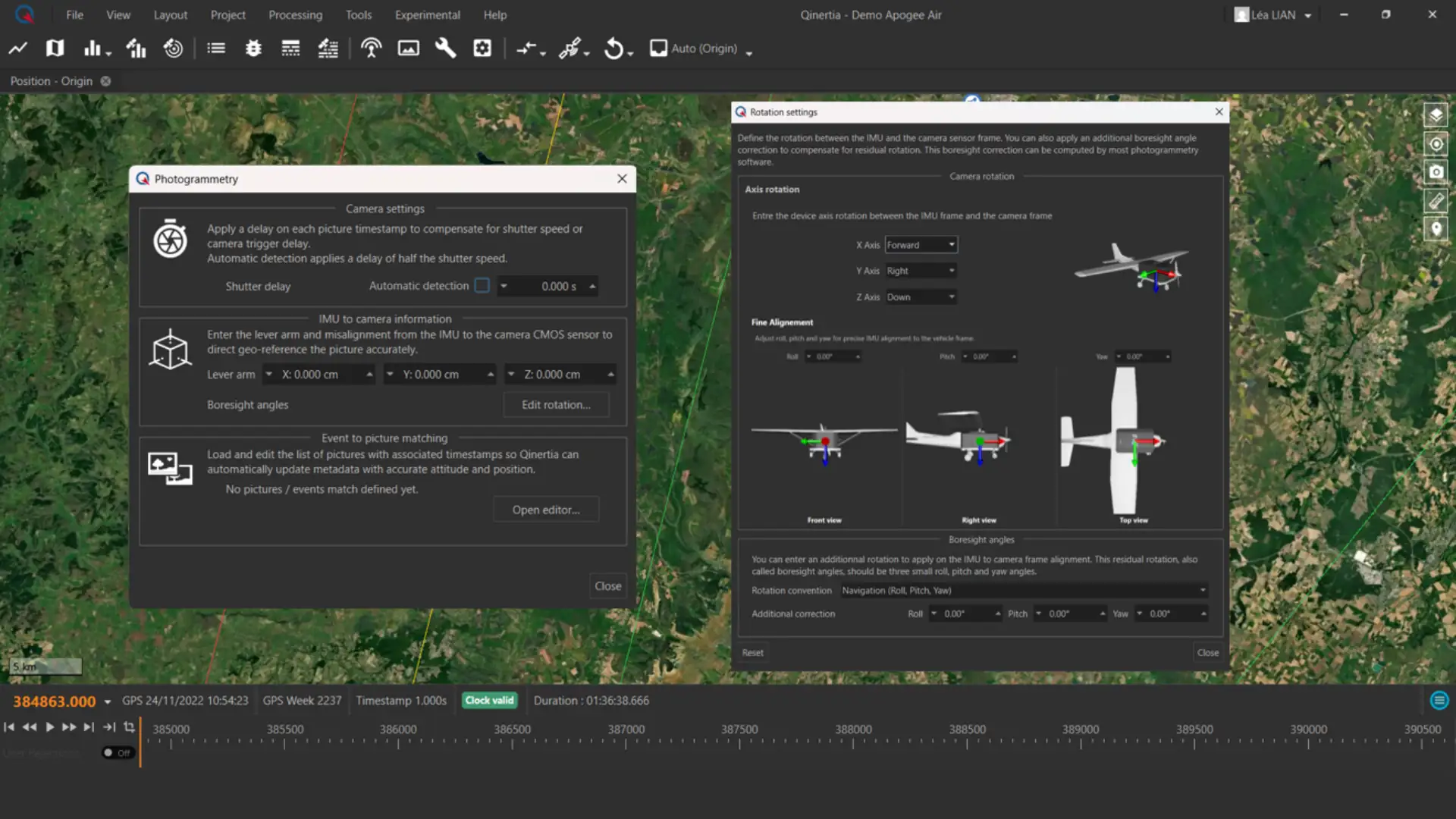 GNSS/INS Direct Georeferencing software - Photogrammetry Boresight Setting In Qinertia