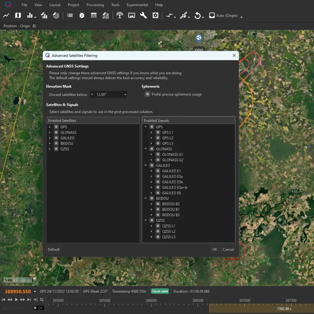 Qinertia Advanced GNSS Settings